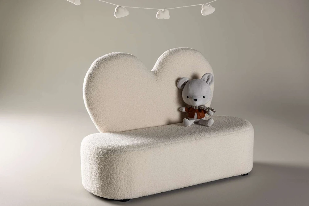 Venture Design Vaikų gėlių sofa, Teddy FSC 100%, 98,5x36 cm, Balta