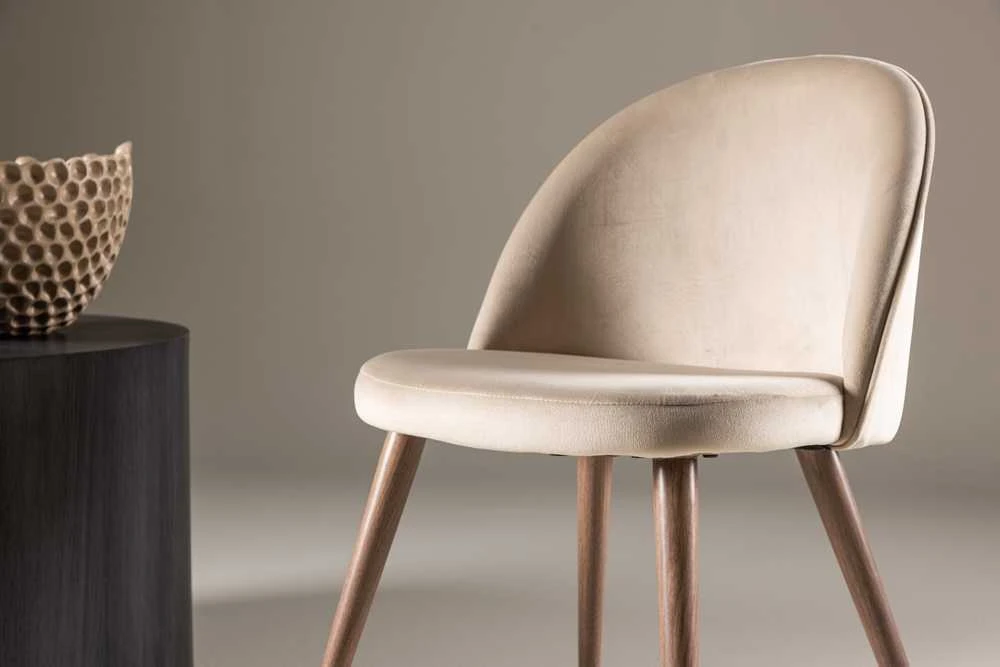 Venture Design Valgomasis kėdė, aksomas, 54x50x77 cm, kreminė spalva