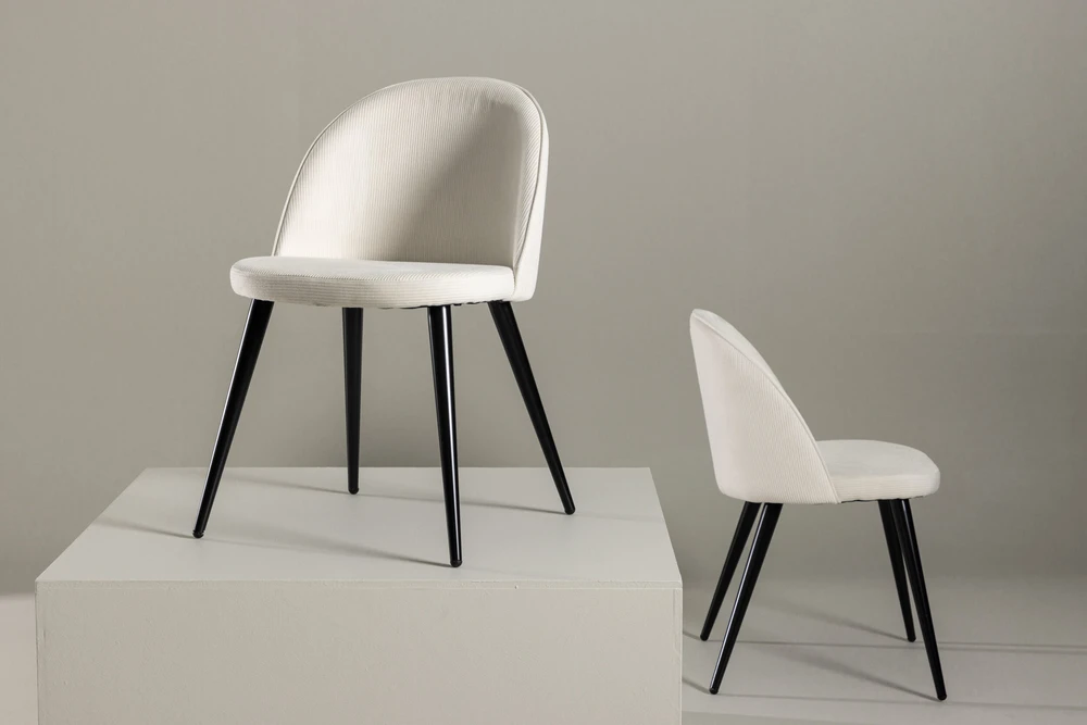 Venture Design Valgomasis kėdė, aksomas, 48x50x77 cm, grietinės spalvos