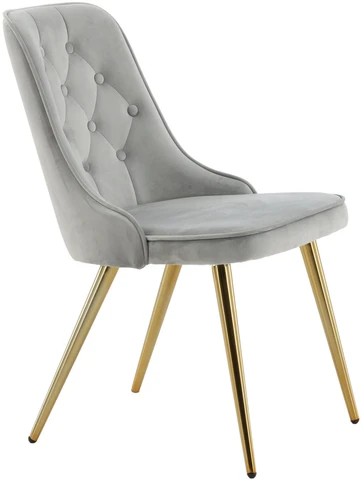 Venture Design Valgomasis kėdė, aksominis prabangus modelis, 66x50x88.5 cm, pilka