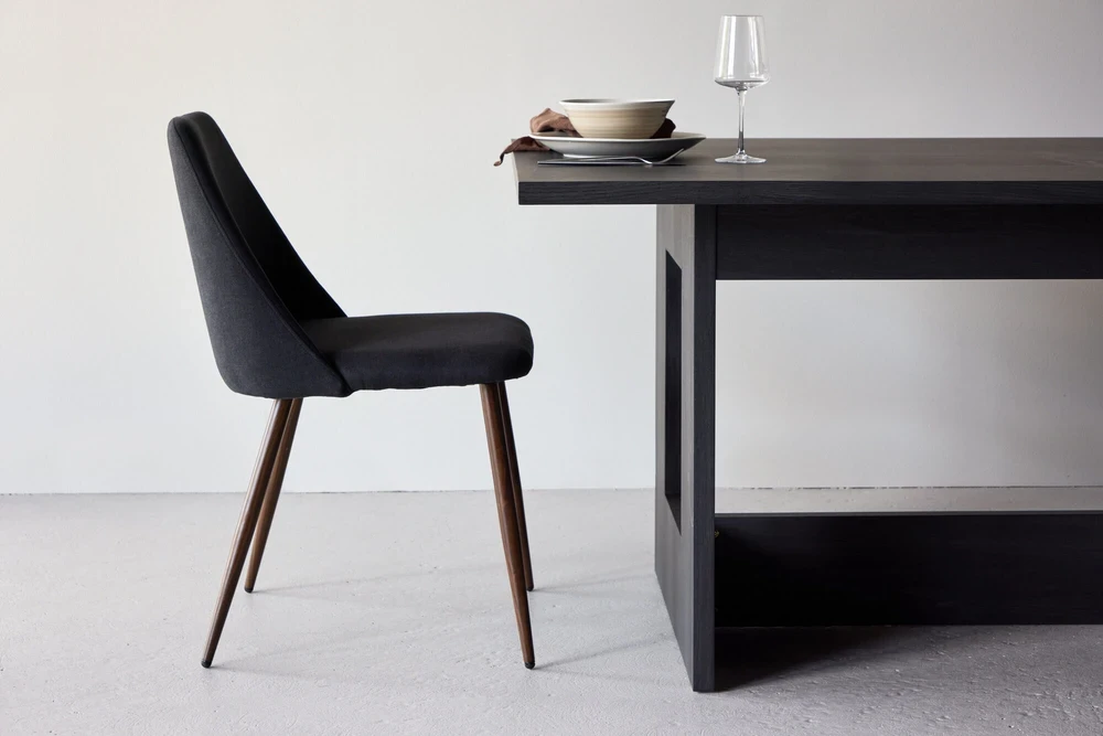 Venture Design Valgomasis kėdė, Nakties 2 vnt. - Plieninis su Mokos 3D popieriumi / Juoda linas, Juoda