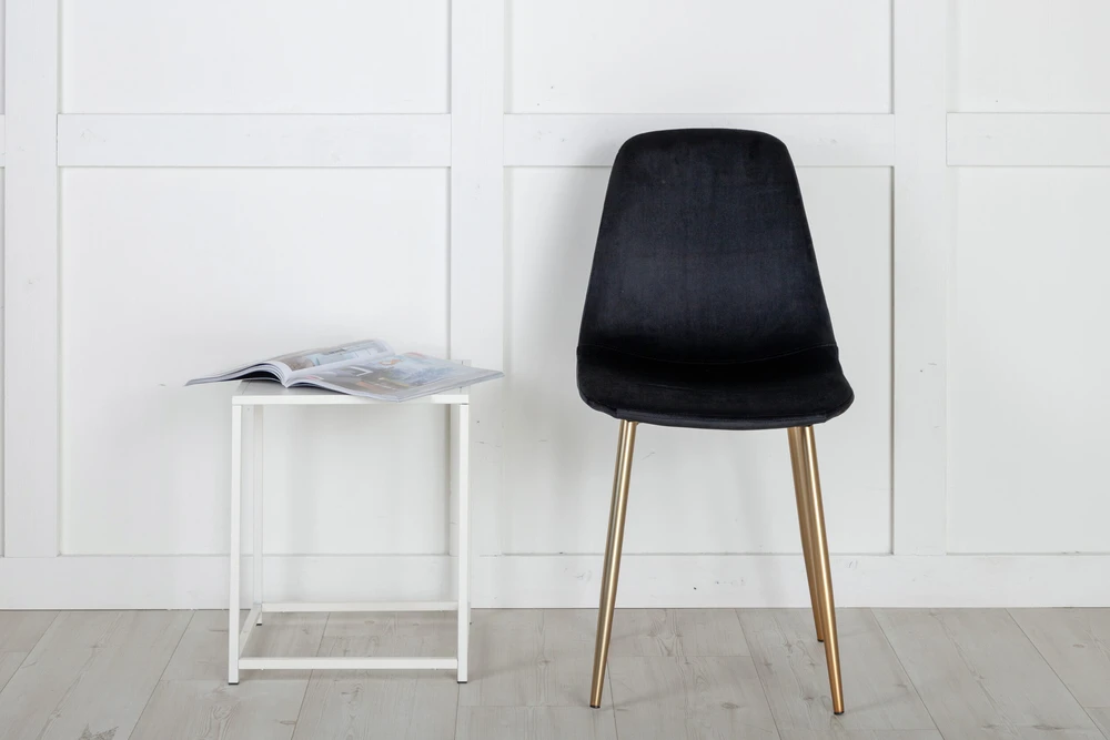 Venture Home Valgomojo kėdės Polar, 2vnt., juodos/žalvario, aksomas
