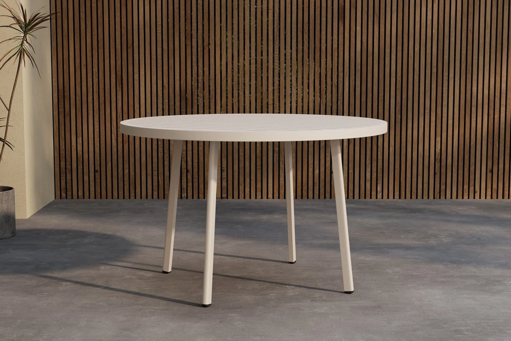 Venture Design Valgomasis stalas, 120 cm, smėlio spalvos, aliuminis