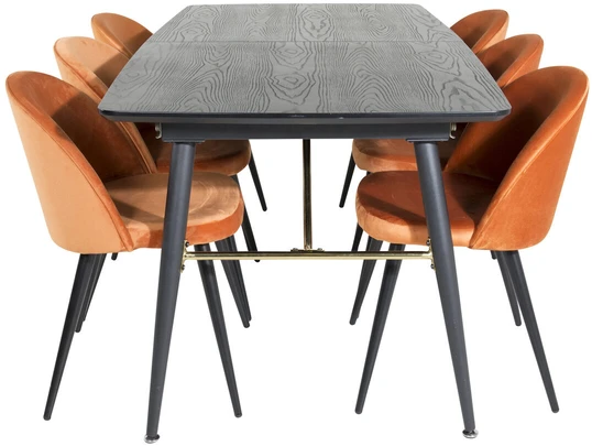 Venture Design Valgomasis stalas, auksinė plėtra, 180x85 cm, juodas