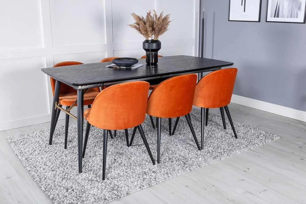 Venture Design Valgomasis stalas, auksinė plėtra, 180x85 cm, juodas