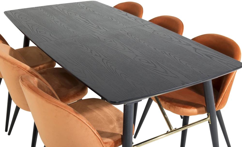 Venture Design Valgomasis stalas, auksinė plėtra, 180x85 cm, juodas