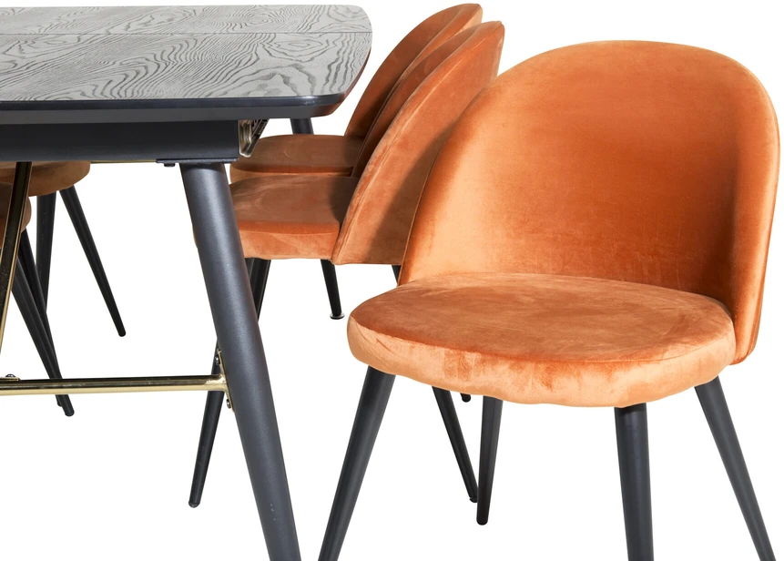 Venture Design Valgomasis stalas, auksinė plėtra, 180x85 cm, juodas