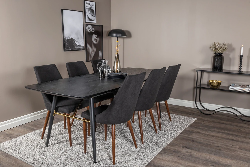 Venture Design Valgomasis stalas, auksinė pratęsimas, 180x85 cm, juodas