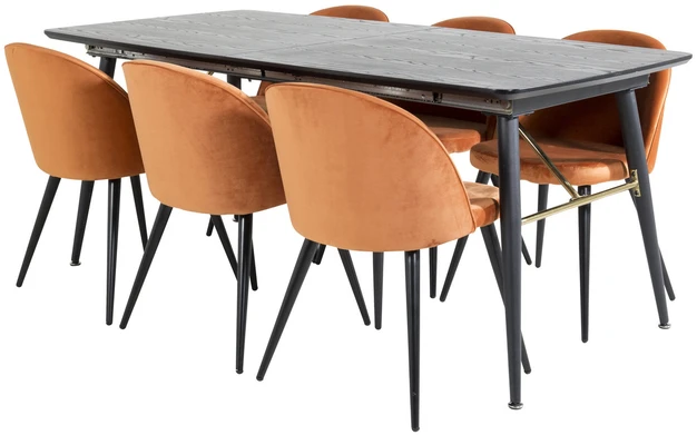 Venture Design Valgomasis stalas, auksinė plėtra, 180x85 cm, juodas