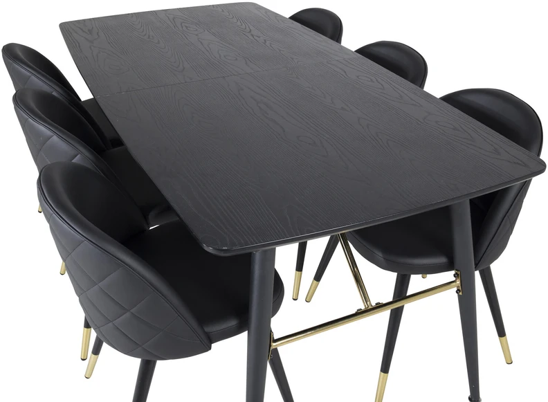 Venture Design Valgomasis stalas, aukso pratęsimas, 180x85 cm, juodas