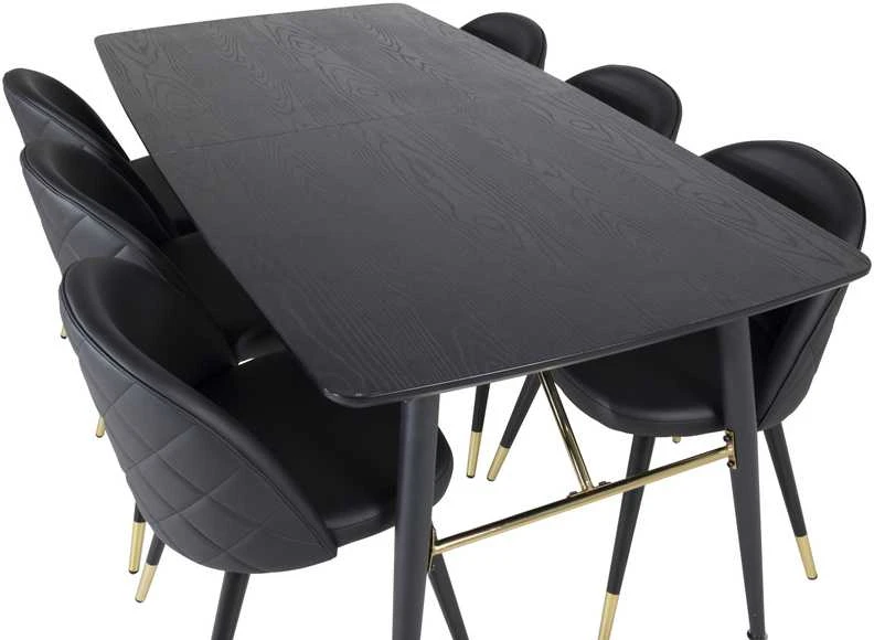 Venture Design Valgomasis stalas, aukso pratęsimas, 180x85 cm, juodas
