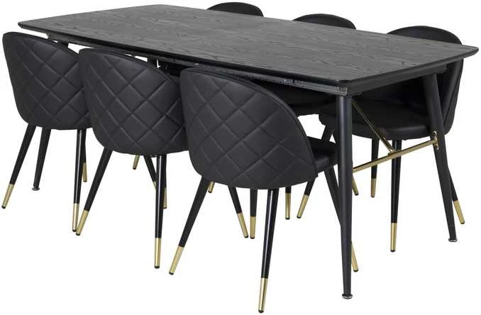 Venture Design Valgomasis stalas, aukso pratęsimas, 180x85 cm, juodas