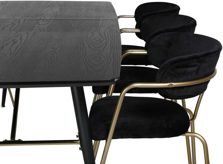 Venture Design Valgomasis stalas, aukso pratęsimas, 180x85 cm, juodas