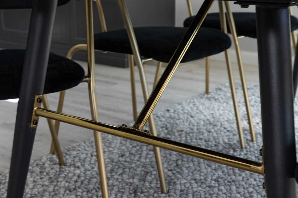 Venture Design Valgomasis stalas, aukso pratęsimas, 180x85 cm, juodas