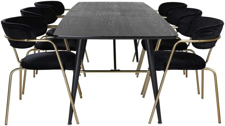Venture Design Valgomasis stalas, aukso pratęsimas, 180x85 cm, juodas
