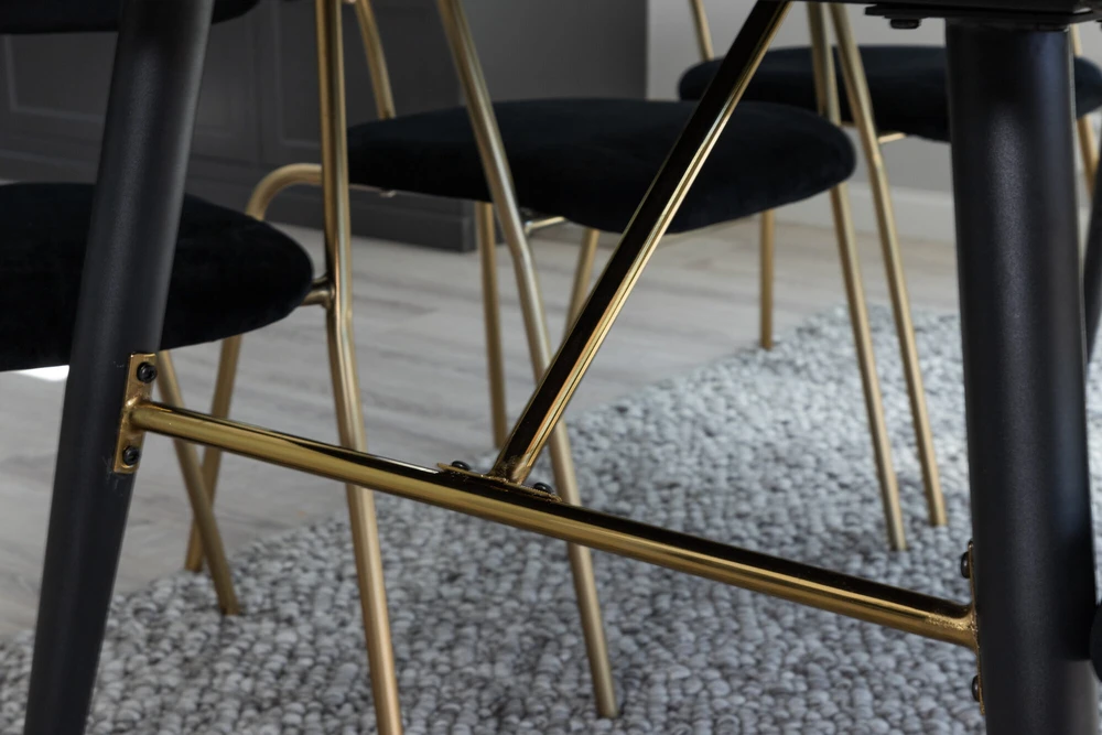 Venture Design Valgomasis stalas, aukso pratęsimas, 180x85 cm, juodas
