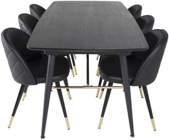 Venture Design Valgomasis stalas, aukso pratęsimas, 180x85 cm, juodas