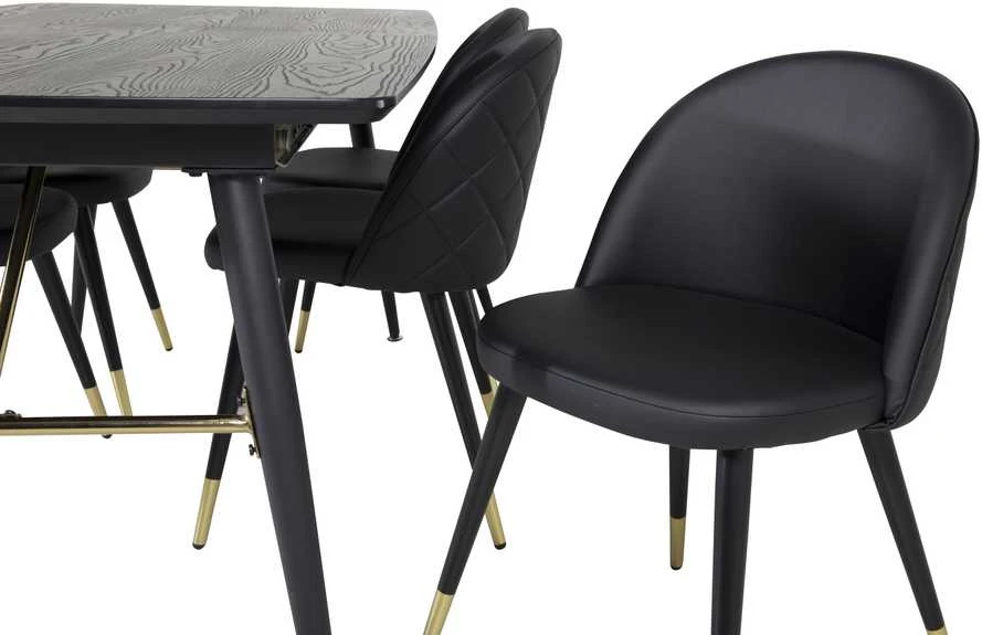 Venture Design Valgomasis stalas, aukso pratęsimas, 180x85 cm, juodas