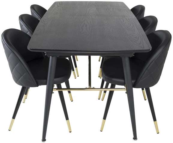 Venture Design Valgomasis stalas, aukso pratęsimas, 180x85 cm, juodas
