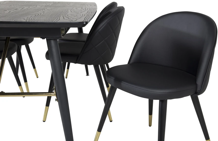 Venture Design Valgomasis stalas, aukso pratęsimas, 180x85 cm, juodas