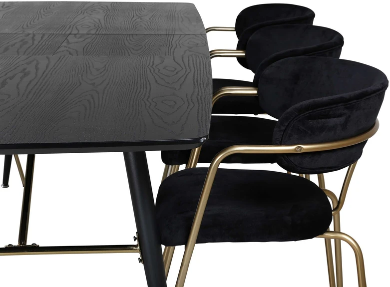 Venture Design Valgomasis stalas, aukso pratęsimas, 180x85 cm, juodas