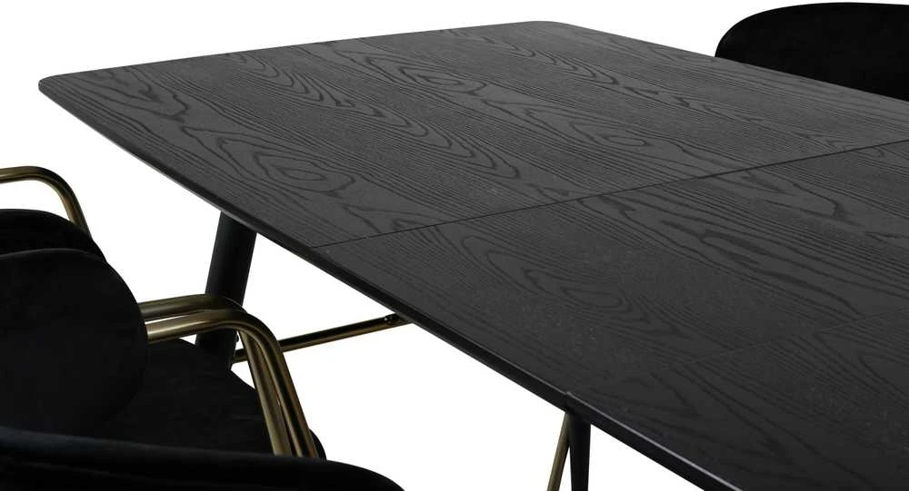 Venture Design Valgomasis stalas, aukso pratęsimas, 180x85 cm, juodas