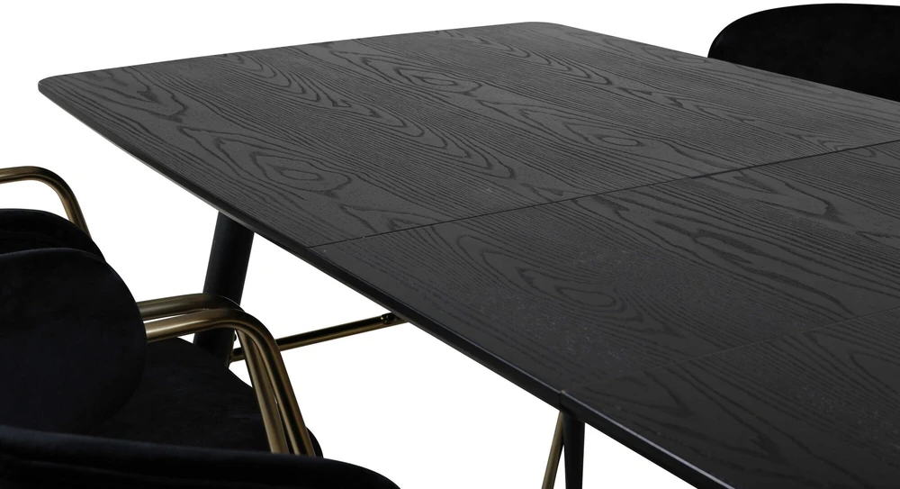 Venture Design Valgomasis stalas, aukso pratęsimas, 180x85 cm, juodas