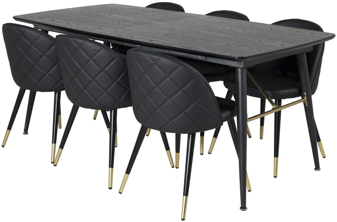 Venture Design Valgomasis stalas, aukso pratęsimas, 180x85 cm, juodas