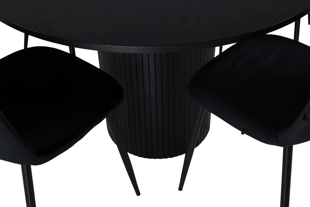 Venture Design Valgomasis stalas, Bianca apvalus, 110x74 cm, Juodas + Valgomasis kėdė, Polar, 53.3x88x42.5 cm, Juoda
