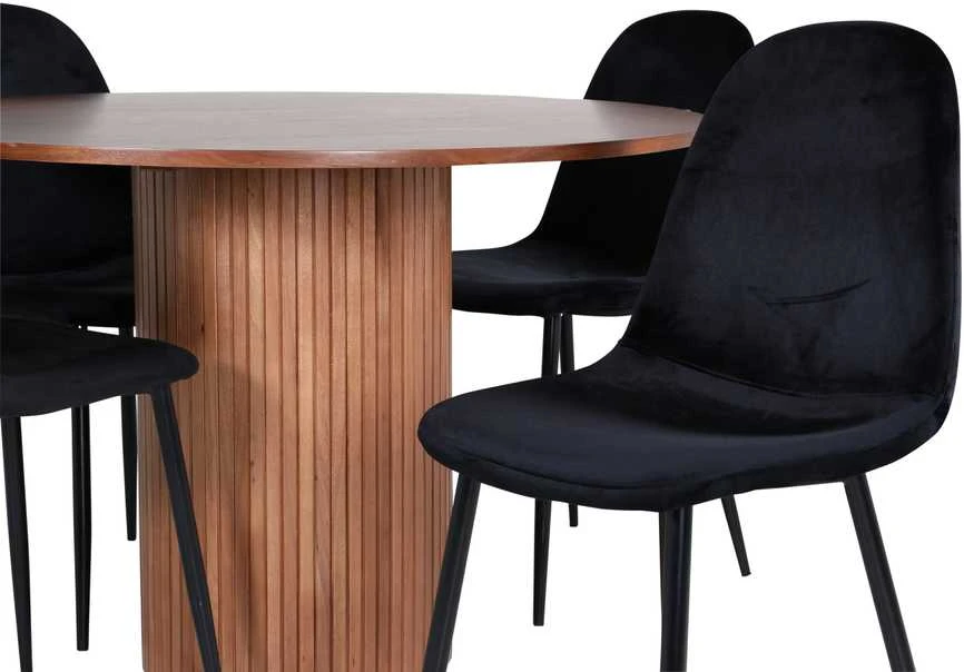 Venture Design Valgomasis stalas, Bianca apvalus, ⌀110 cm, Riešutas / Valgomasis kėdė, Polar, 53.3x88x42.5 cm, Juoda