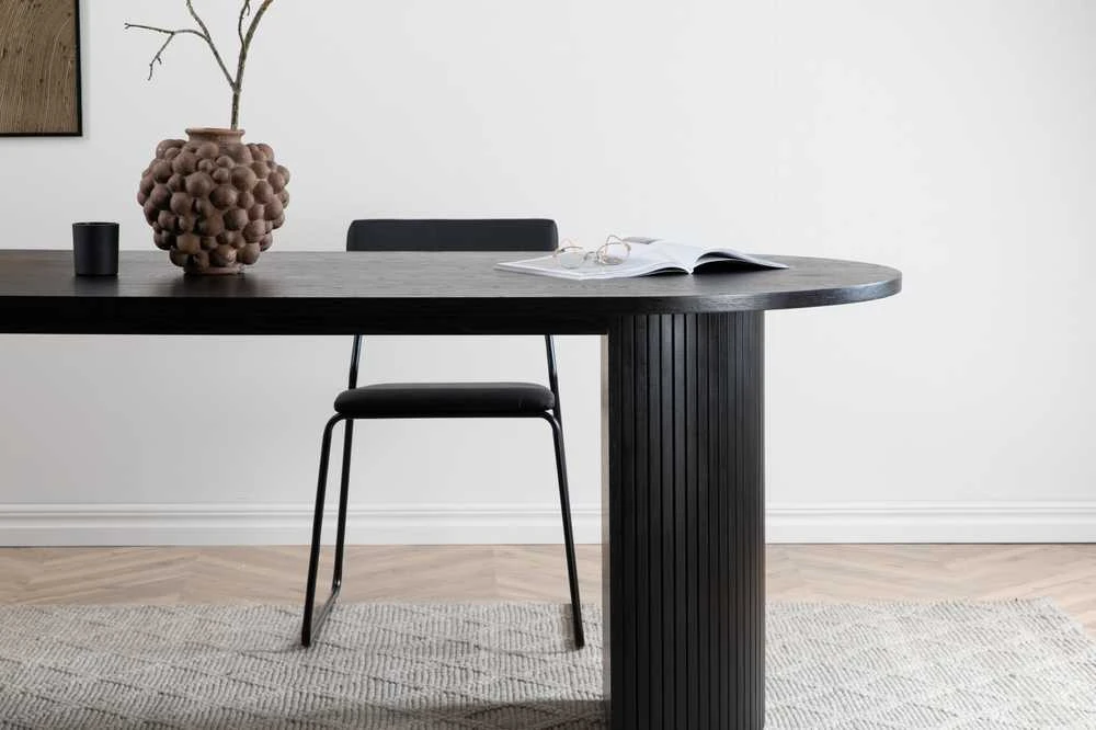 Venture Design Valgomasis stalas, Bianca ovalus, 75x200x90 cm, juodas