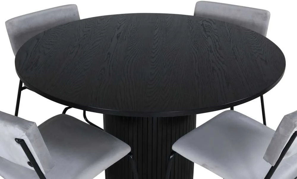 Venture Design Valgomasis stalas, Bianca, ⌀110 cm, Juodas, Kėdė, Kenth, 52x76x40 cm, Šviesiai pilka