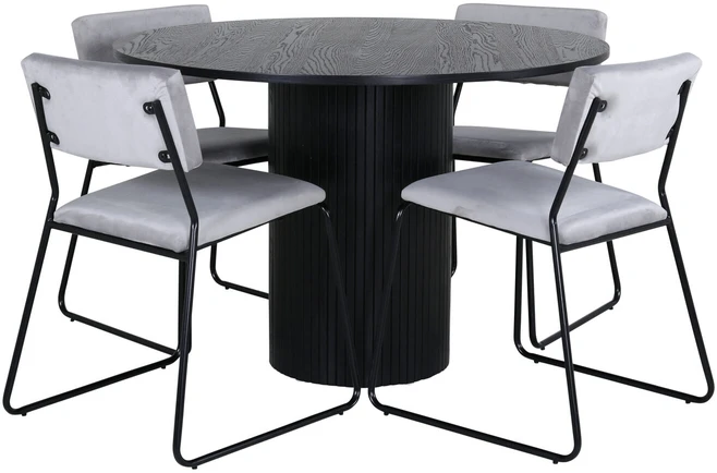 Venture Design Valgomasis stalas, Bianca, ⌀110 cm, Juodas, Kėdė, Kenth, 52x76x40 cm, Šviesiai pilka