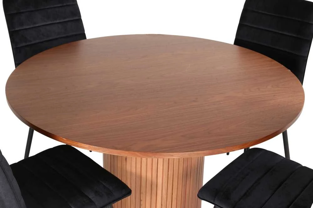 Venture Design Valgomasis stalas, Bianca apvalus, ⌀110 cm, Riešutas/Juoda, Valgomasis kėdė, Windu Lyx, 49x94x43 cm, Juoda