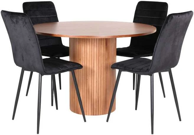 Venture Design Valgomasis stalas, Bianca apvalus, ⌀110 cm, Riešutas/Juoda, Valgomasis kėdė, Windu Lyx, 49x94x43 cm, Juoda
