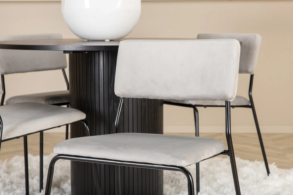 Venture Design Valgomasis stalas, Bianca, ⌀110 cm, Juodas, Kėdė, Kenth, 52x76x40 cm, Šviesiai pilka