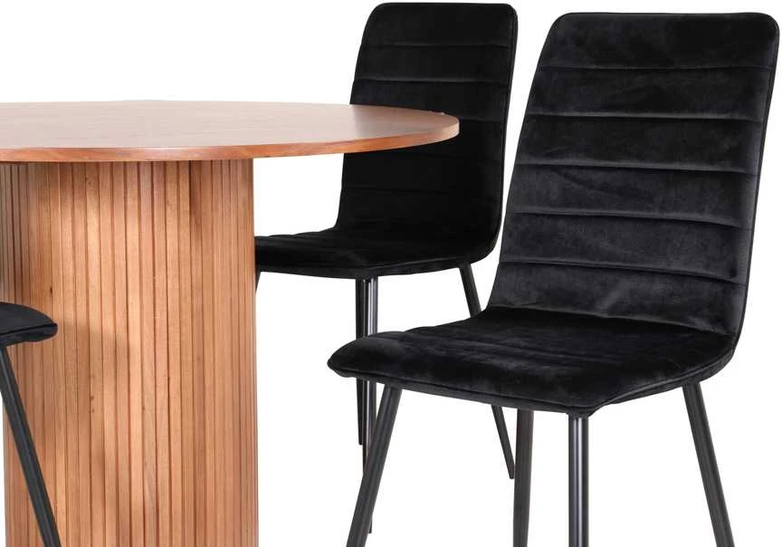 Venture Design Valgomasis stalas, Bianca apvalus, ⌀110 cm, Riešutas/Juoda, Valgomasis kėdė, Windu Lyx, 49x94x43 cm, Juoda