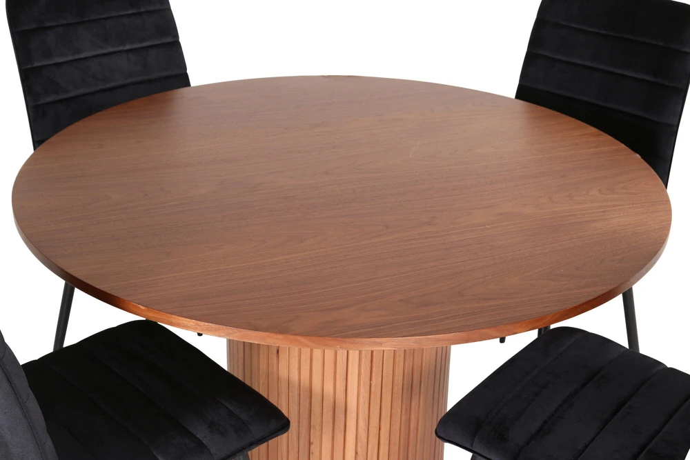 Venture Design Valgomasis stalas, Bianca apvalus, ⌀110 cm, Riešutas/Juoda, Valgomasis kėdė, Windu Lyx, 49x94x43 cm, Juoda