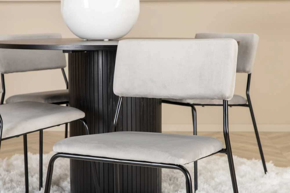 Venture Design Valgomasis stalas, Bianca, ⌀110 cm, Juodas, Kėdė, Kenth, 52x76x40 cm, Šviesiai pilka