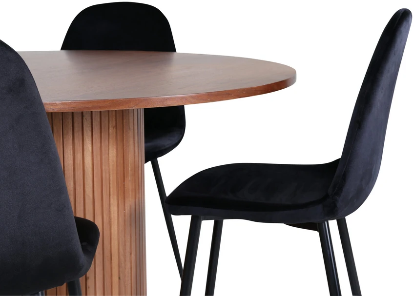 Venture Design Valgomasis stalas, Bianca apvalus, ⌀110 cm, Riešutas / Valgomasis kėdė, Polar, 53.3x88x42.5 cm, Juoda