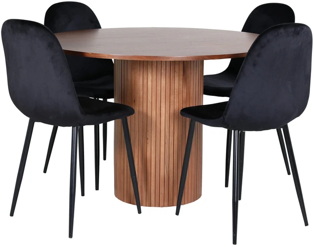 Venture Design Valgomasis stalas, Bianca apvalus, ⌀110 cm, Riešutas / Valgomasis kėdė, Polar, 53.3x88x42.5 cm, Juoda