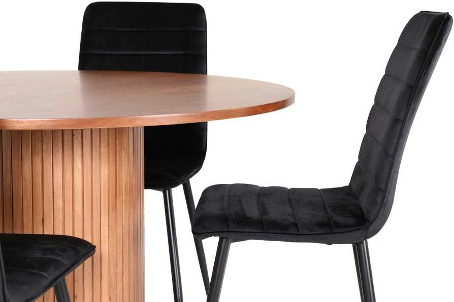 Venture Design Valgomasis stalas, Bianca apvalus, ⌀110 cm, Riešutas/Juoda, Valgomasis kėdė, Windu Lyx, 49x94x43 cm, Juoda