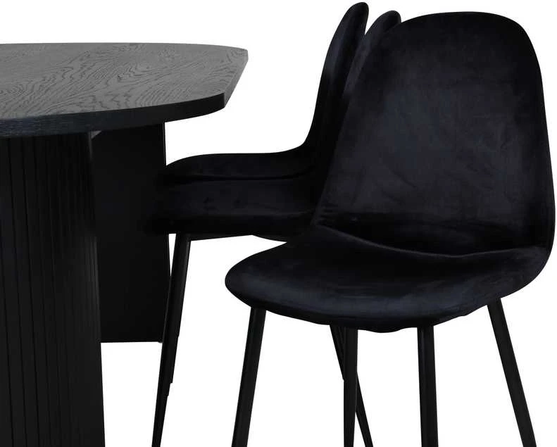 Venture Design Valgomasis stalas, Bianca ovalus, 200x90 cm, juodas, Valgomasis kėdė, Polar, 88x42.5 cm, juoda