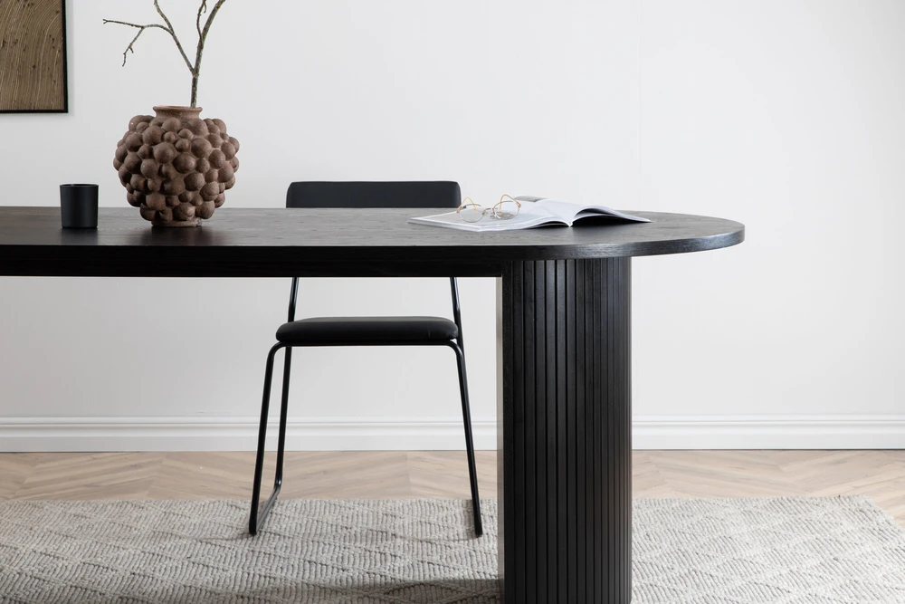 Venture Design Valgomasis stalas, Bianca ovalus, 75x200x90 cm, juodas