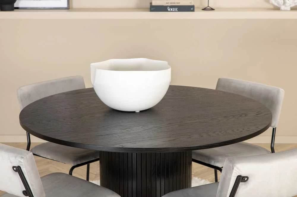 Venture Design Valgomasis stalas, Bianca, ⌀110 cm, Juodas, Kėdė, Kenth, 52x76x40 cm, Šviesiai pilka