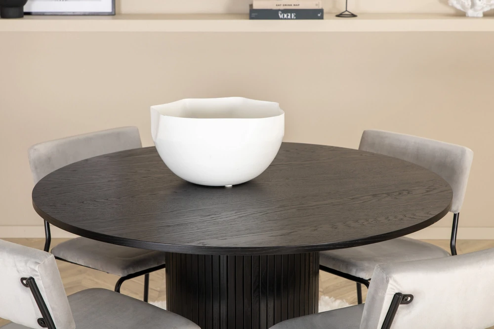 Venture Design Valgomasis stalas, Bianca, ⌀110 cm, Juodas, Kėdė, Kenth, 52x76x40 cm, Šviesiai pilka