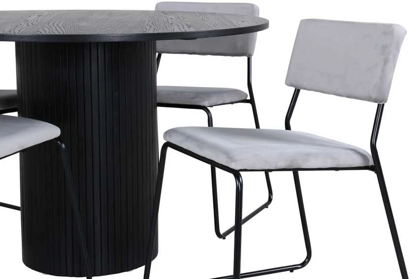 Venture Design Valgomasis stalas, Bianca, ⌀110 cm, Juodas, Kėdė, Kenth, 52x76x40 cm, Šviesiai pilka