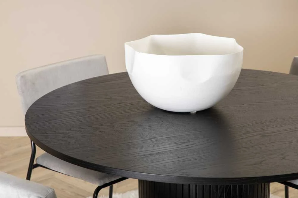 Venture Design Valgomasis stalas, Bianca, ⌀110 cm, Juodas, Kėdė, Kenth, 52x76x40 cm, Šviesiai pilka