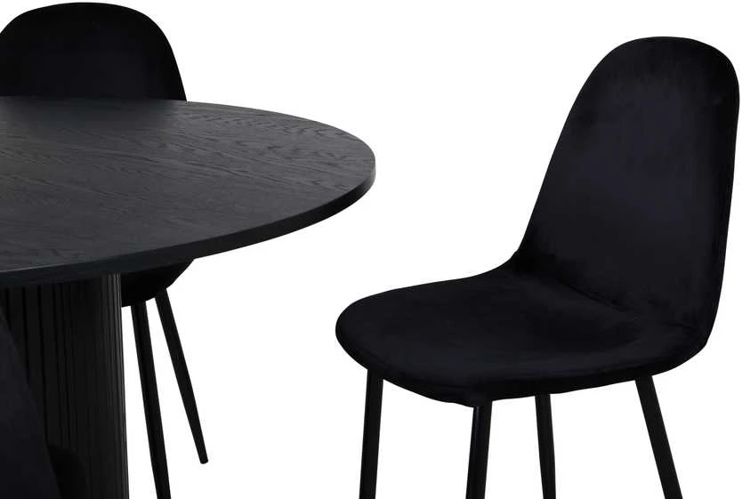 Venture Design Valgomasis stalas, Bianca apvalus, 110x74 cm, Juodas + Valgomasis kėdė, Polar, 53.3x88x42.5 cm, Juoda