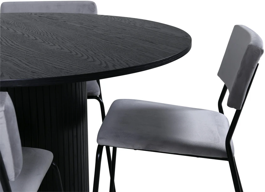 Venture Design Valgomasis stalas, Bianca, ⌀110 cm, Juodas, Kėdė, Kenth, 52x76x40 cm, Šviesiai pilka